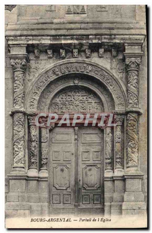 Old Postcard Bourg Argental Church Portal