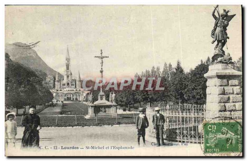 Old Postcard Lourdes St Michael and Esplanade