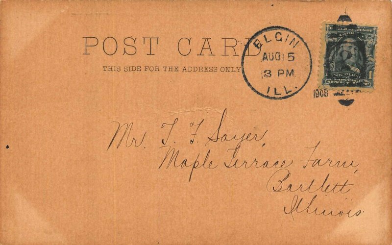 ELGIN ILLINOIS~Y W C A GYMNASIUM  INTERIOR & EXERCISE EQUIPMENT1908 POSTCARD