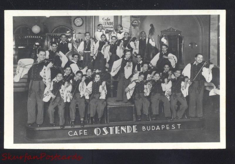 RPPC BUDAPEST HUNGARY CAFÉ OSTENDE RESTAURANT BAND REAL PHOTO POSTCARD