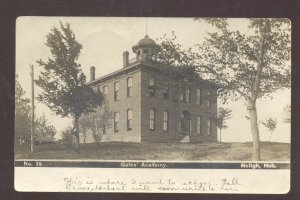 RPPC NELIGH NEBRASKA GATES ACADEMY SCHOOL VINTAGE REAL PHOTO POSTCARD