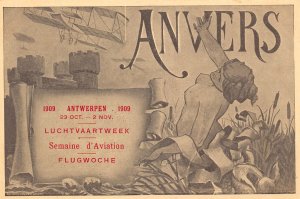 Aircraft Aviation Week Flugwoche Antwerpen Anvers 1909 Advertising postcard B945