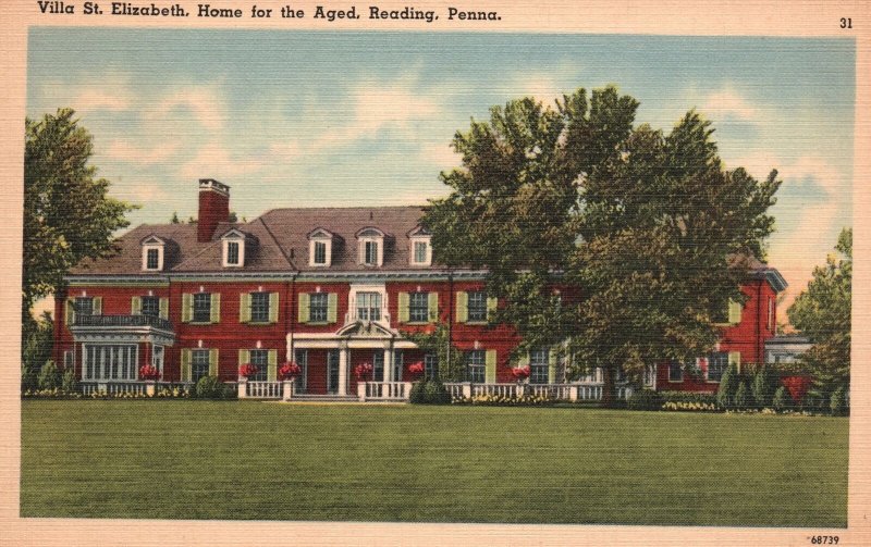 Elizabeth Villa Street Home For Aged Grounds View Reading Pennsylvania Postcard