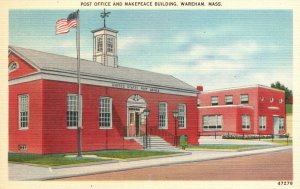 Vintage Postcard 1930's Post Office And Makepeace Building Wareham Massachusetts