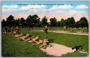 Vtg Anniston Alabama AL Target Practice at Range Fort Mc Clellan 1940s Postcard