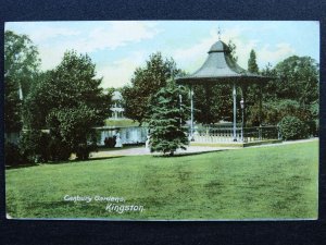 London KINGSTON Canbury Gardens & Park shows Lake & Bandstand c1905 Postcard