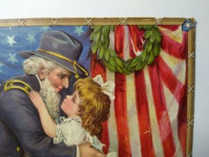 Decoration Day Civil War Soldier USA General Hugs Child Postcard Ser 150 Gabriel