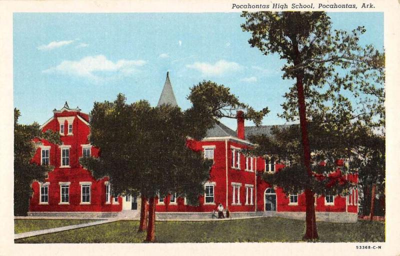 Pocahontas Arkansas High School Street View Antique Postcard K62087