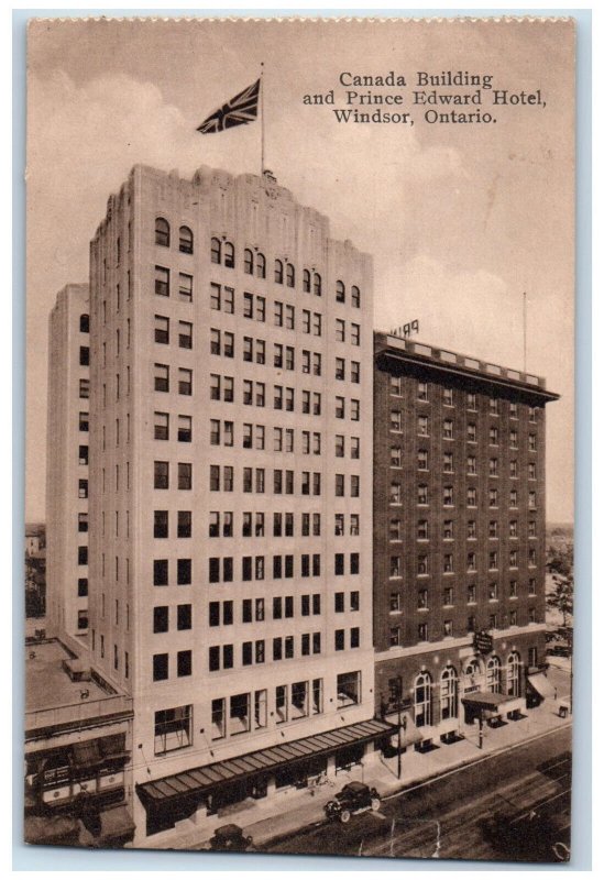 1937 Canada Building Prince Edward Hotel Windsor Ontario Canada Postcard