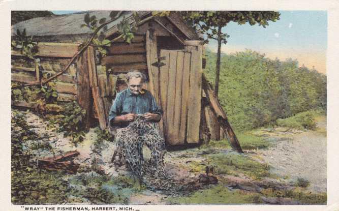 Wray the Fisherman - Mending his nets - Harbert Berrien County MI, Michigan - WB