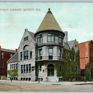 c1910s Quincy IL Public Library Beautiful Stone Architecture Downtown Brick A190