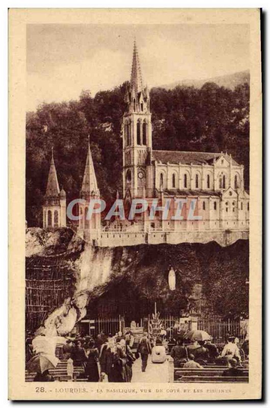 Old Postcard Lourdes Basilica