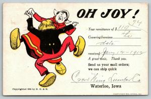 Waterloo-Sumner IA~Crow Wing Lumber Postal Receipt~Dutch Dancers~Oh Joy! Dickman