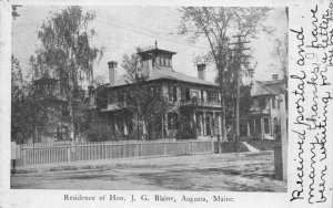 Postcard Residence of Hon. J.G. Blaine in Augusta, Maine~122569