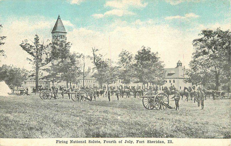 C-1910 Firing National Salute 4th of July FORT SHERIDAN ILLINOIS Kropp 4466