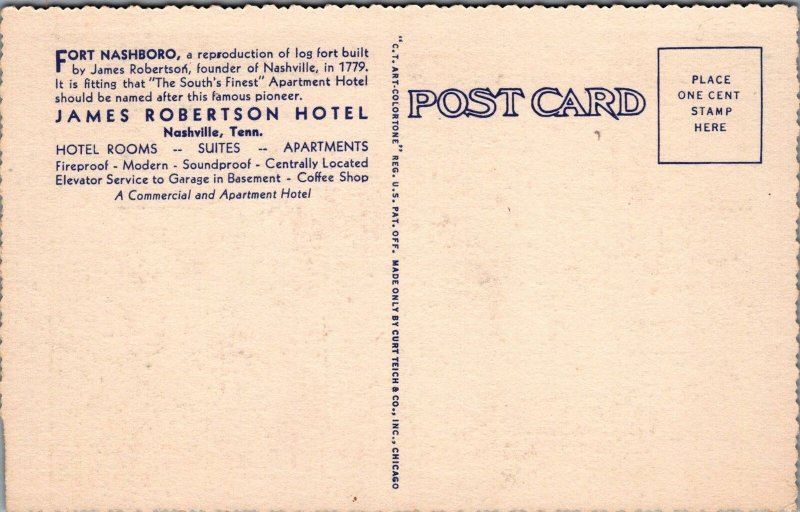 Postcard James Robertson Hotel Nashville TN