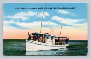 Aunt Jennie Most Popular Fishing Boat In Biloxi MS UNP Chrome Postcard P7