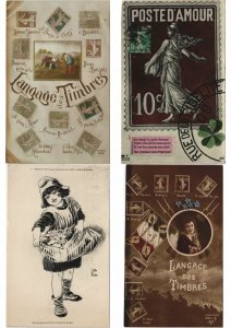 LANGUAGE DE STAMPS FANTASY 21 Vintage Postcards Mostly Pre-1940 (L3059)