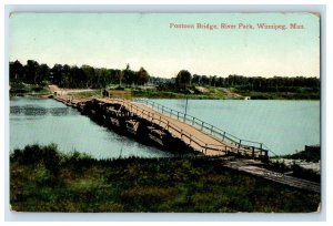 1910 Pontoon Bridge River Park, Winnipeg Manitoba Canada Posted Postcard