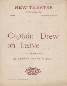 Captain Drew On Leave Marion Terry London Antique Military Theatre Programme