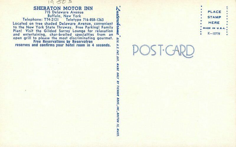 New York Buffalo Sheraton Motor Inn Tichnor roadside Postcard 22-2757