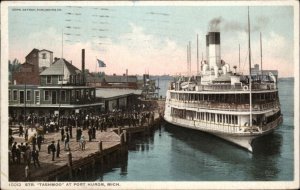 Post Huron Michigan MI Steamer Boat Harbor Detroit Publishing 1900s-10s Postcard
