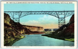 c1940s Twin Falls, ID Jerome Cantilever Steel Truss Bridge Snake River PC A248
