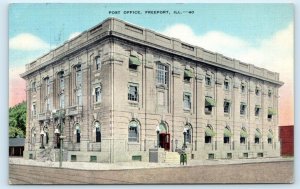 FREEPORT, IL Illinois  ~  U.S. POST OFFICE  1953  Stephenson County Postcard