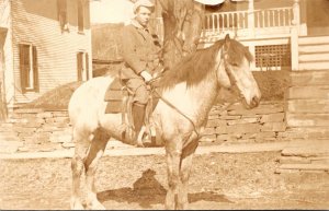 Horses Man On Horseback Real Photo