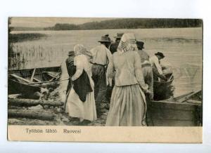 235407 FINLAND RUOVESI Tyohon lahto fishing Vintage postcard