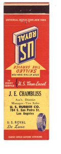 US Royal Tire Matchbook Cover, Los Angeles, California