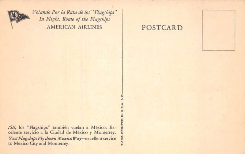 American Airlines Airplane in Mexico Travel Adv Vintage Postcard AA69509