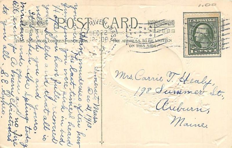 Christmas Post Card Old Vintage Antique Xmas Postcard Postal Used Unknown