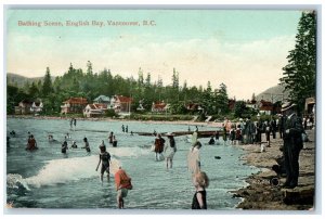 Vancouver British Columbia Canada Postcard Bathing Scene English Bay c1910