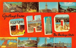 OH Ohio Greetings THE BUCKEYE STATE  Multi View  c1960's Chrome Postcard