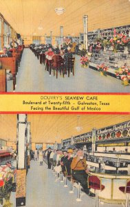 Galveston, TX DOUVRY'S SEAVIEW CAFE Roadside Diner Linen c1940s Vintage Postcard