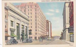 Iowa Davenport Third Street Looking East Curteich