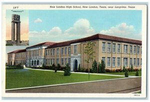 c1940 New London High School Exterior New London Longview Texas Vintage Postcard