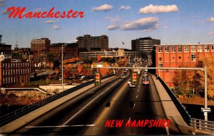 New Hampshire Manchester Skyline From Granite Street Bridge 1995