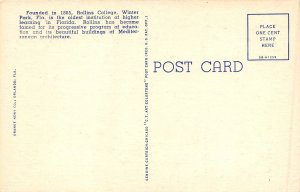 Winter Park Florida 1940s Postcard Rollings College Girls Dormitory