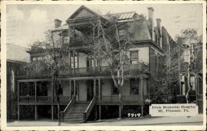 Mt. Pleasant Pennsylvania PA Frick Memorial Hospital Postcard