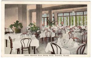 1920's J.F. Child's Blaisdell Hotel Dining Room Honolulu T.H