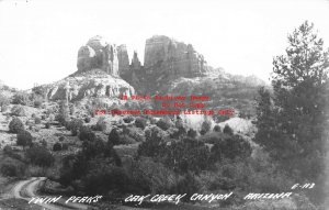 AZ, Oak Creek Canyon, Arizona, RPPC, Twin Peaks, LL Cook Photo No E-113