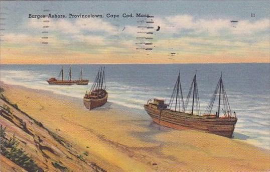 Barges Ashore Provincetown Cape Cod Massachusetts 1952