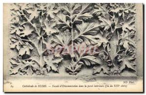 Postcard Old Cathedral of Reims Facade of Ornamentation in the inner end of t...