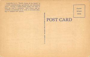 Greenville South Carolina 1940s Linen Postcard Textile Hall