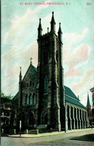 St Mary Church Providence RI Rhode Island UNP DB Postcard A4