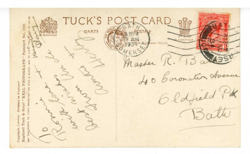 Greeting - Birthday, Monday.  (Tuck Series 1032)  *RPPC