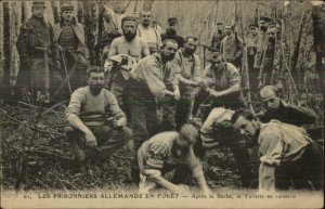 WWI French Propaganda? German POWs After Barber Toiler Treated Well? Postcard