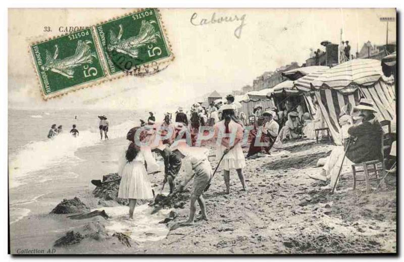 VINTAGE POSTCARD Cabourg the beach Children